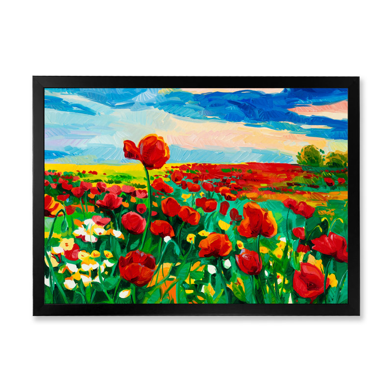 Coquelicots - reproduction sur toile, Toile avec cadre noir, H 8 po x l 12 po x P 1 po