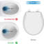 Siège de toilette rond blanc à fermeture lente, fabrication en polypropylène durable de 17 pouces, facile à installer et à nettoyer, couvercle à fermeture silencieuse.