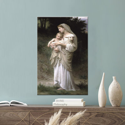Vierge Marie, bébé Jésus, agneau, reproduction d'art sur toile, pièce de décor élégante, 1P