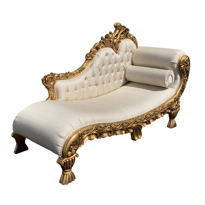 Chaise longue Eliyannah Gold, Crème, Doré