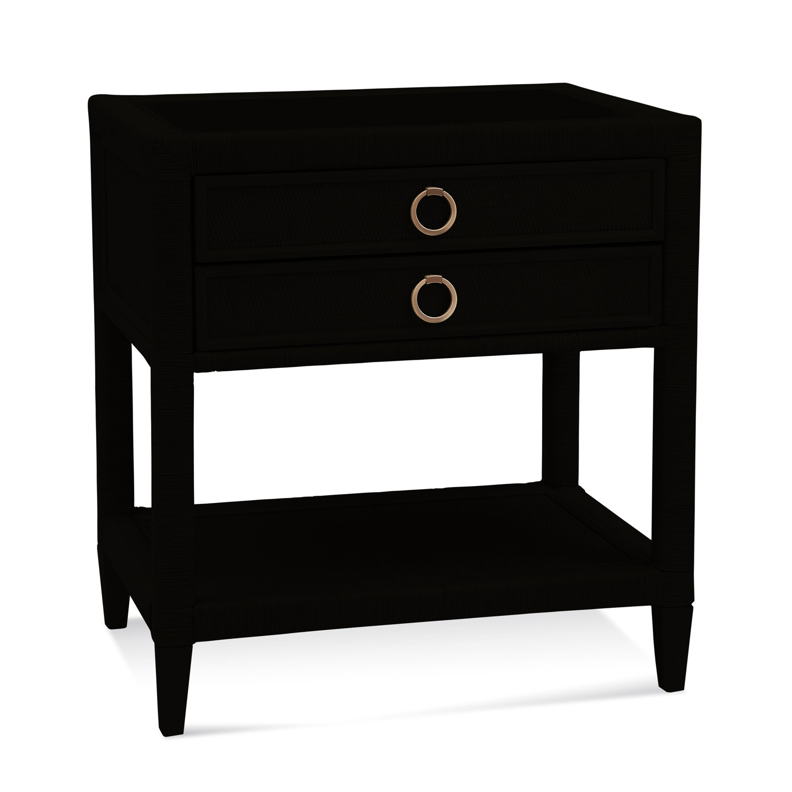 Warwick 2-Drawer Nightstand, Black, Satin Brass