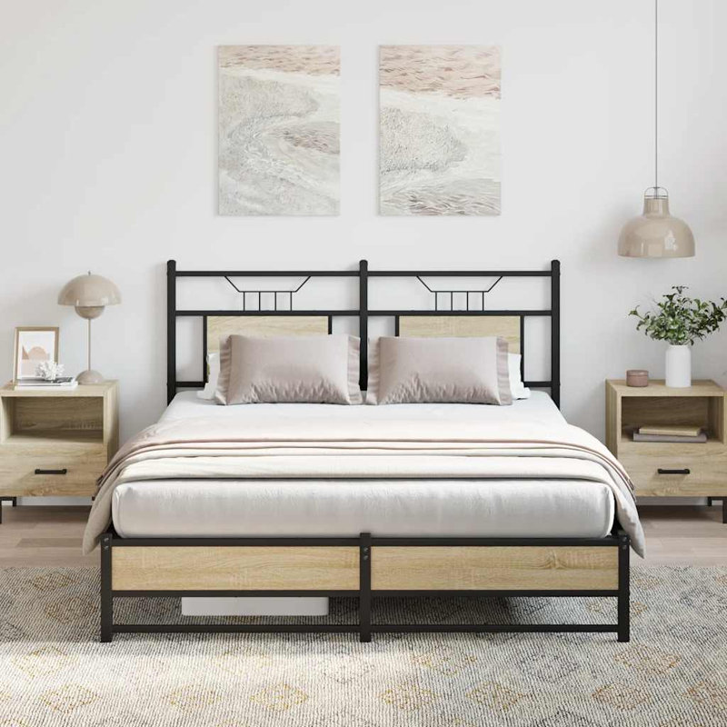 Bed Frame Without Mattress Engineered Wood, 137 x 190cm, Sonoma Oak