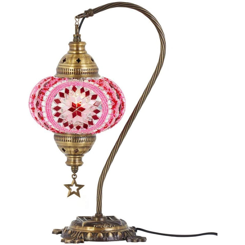 Faithlynn Arched Lamp, Brass, Pink/Red
