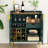 Coffee Bar Cabinet with Wine Racks, Green Liquor Cabinet with Fluted Texture, Modern Sideboard Buffet Cabinet