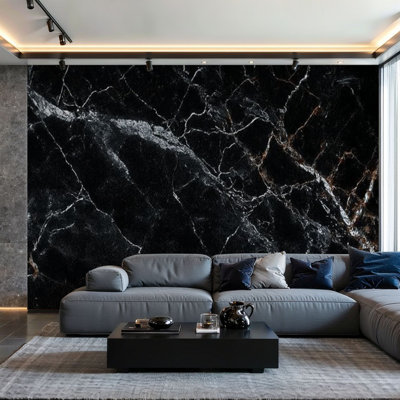 Peel and Stick Wallpaper Wall Mural Black marble Abstract natural marble black white for Wall Art Self Adhesive and Removable