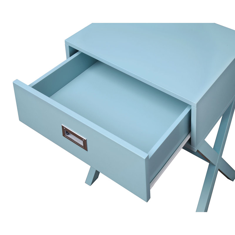 Emile End Table with 1 Drawer, Sea Foam