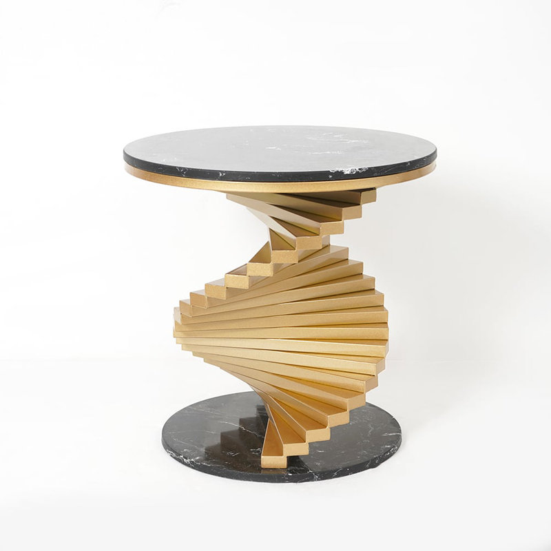 Anaum Abstract End Table Side Table, Black