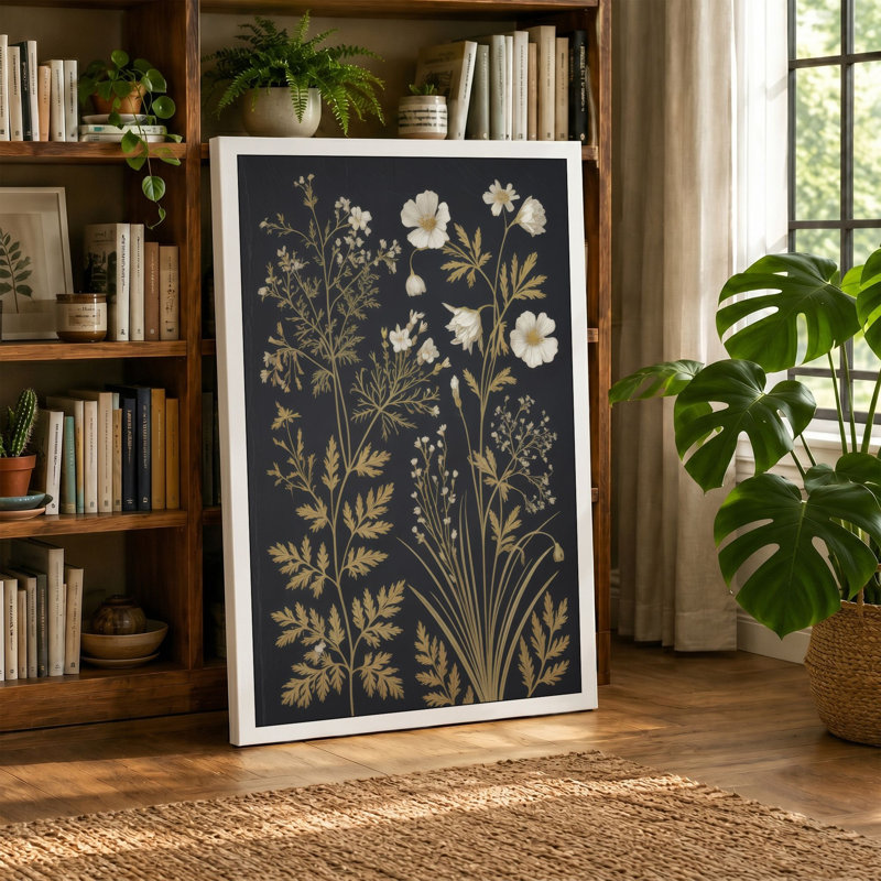 Pressed Botanicals Botanical - Wrapped Canvas, 24x16 - 61.0 x 40.6 cm, Sage Border