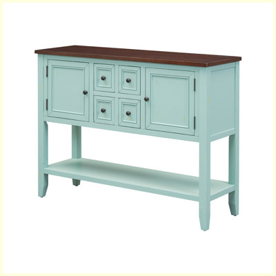 Vintage Console Table with Four Small Drawers and Bottom Shelf for Living Rooms