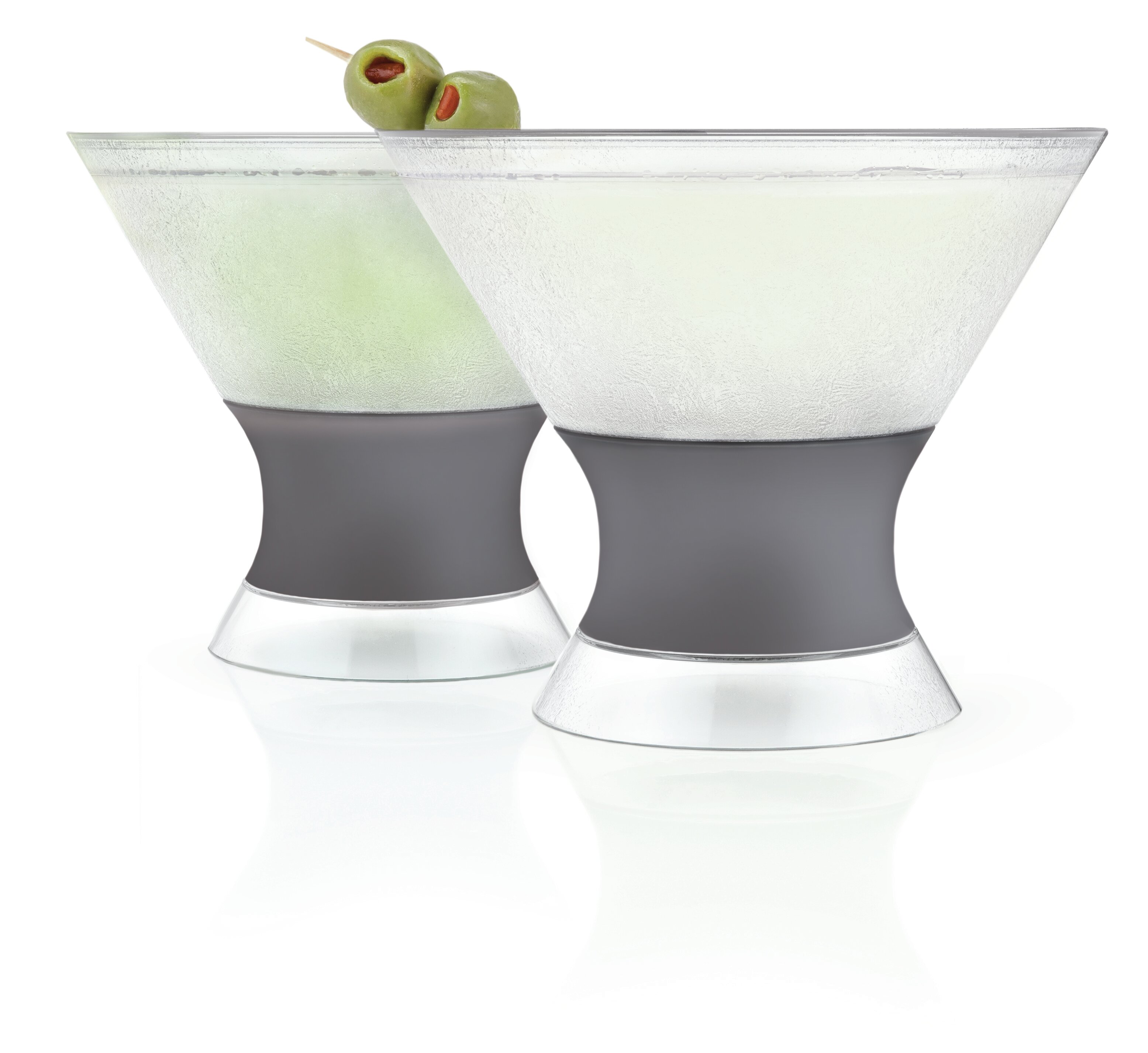 Solid Base Stemless Martini Cocktail Glasses, Set of 2 