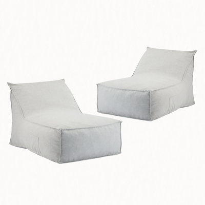 Perry Outdoor Bean Bag Lounge Chair, Light Gray, Set of 2