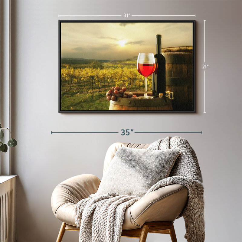 «Sonoma Vineyard Red Wine Wall Art», H 21 po x l 31 po