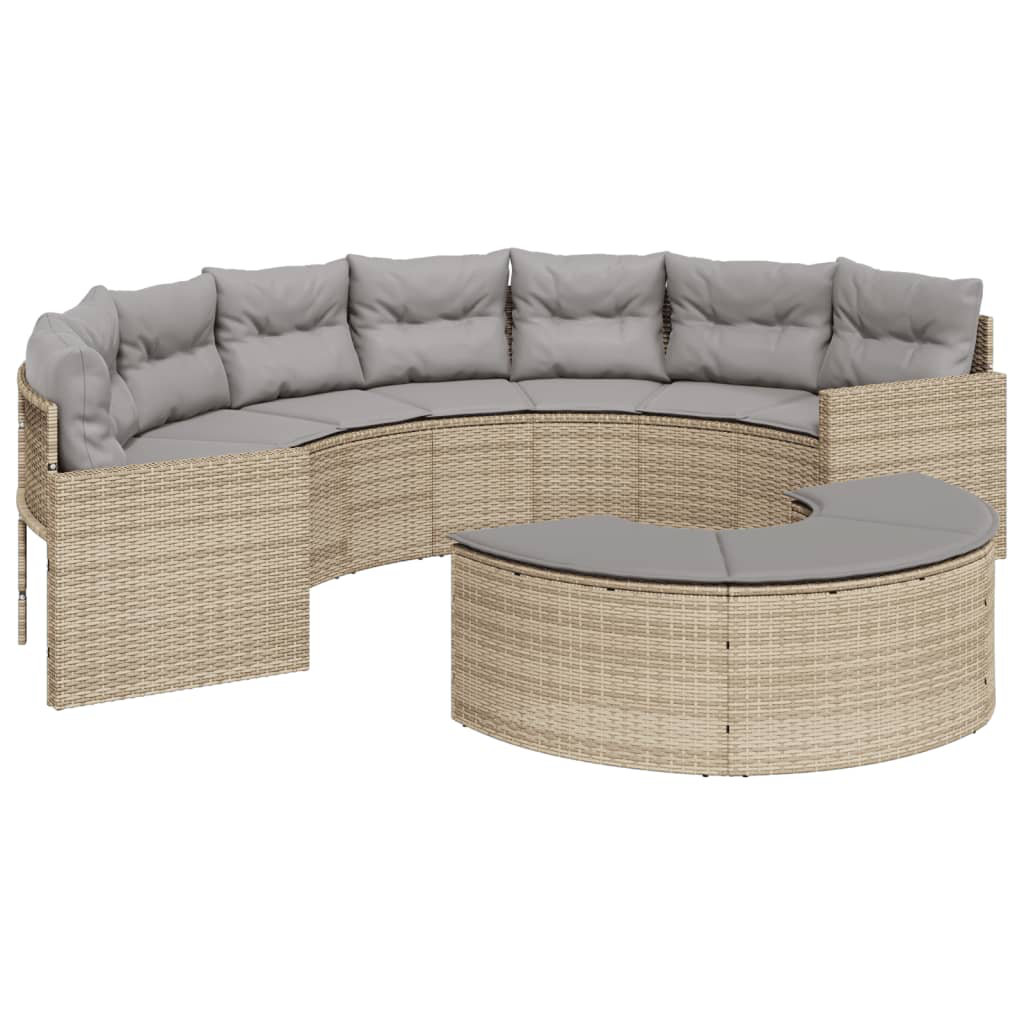 Vidaxl Gartensofa Mit Kissen Halbrund Schwarz Poly-Rattan