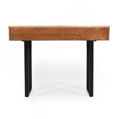 Console moderne en bois massif avec design cannelé et rangement