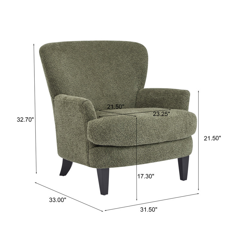 Fleckenstein Boucle Upholstered Club Chair, Olive Green