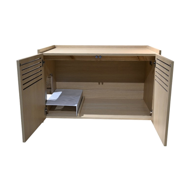 Maison de chat moderne en bois avec bloc-notes et litière cachée