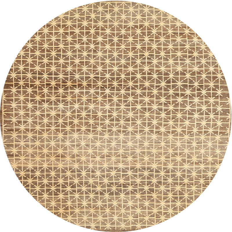 Tapis contemporain brun, Rond 5 pi