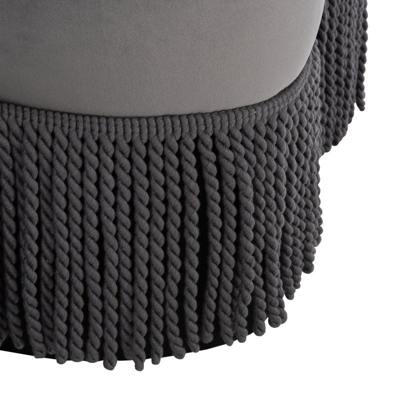 Tanith 99.06cm Wide Velvet Tufted Novelty Solid Colour Pouffe Ottoman, Dark Grey