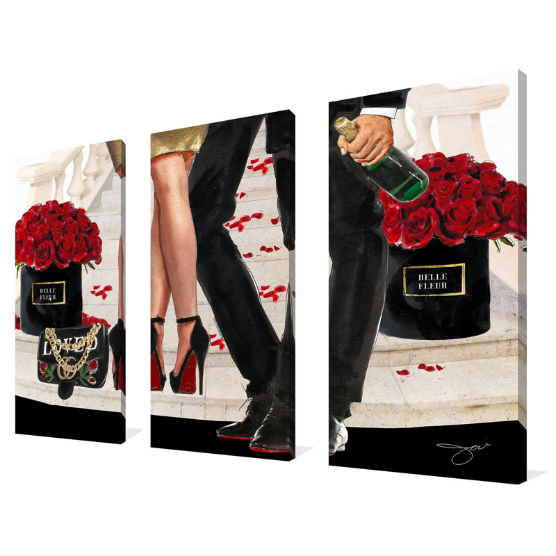"Loved" By Jodi 3 Piece Graphic Art Print Set On Canvas