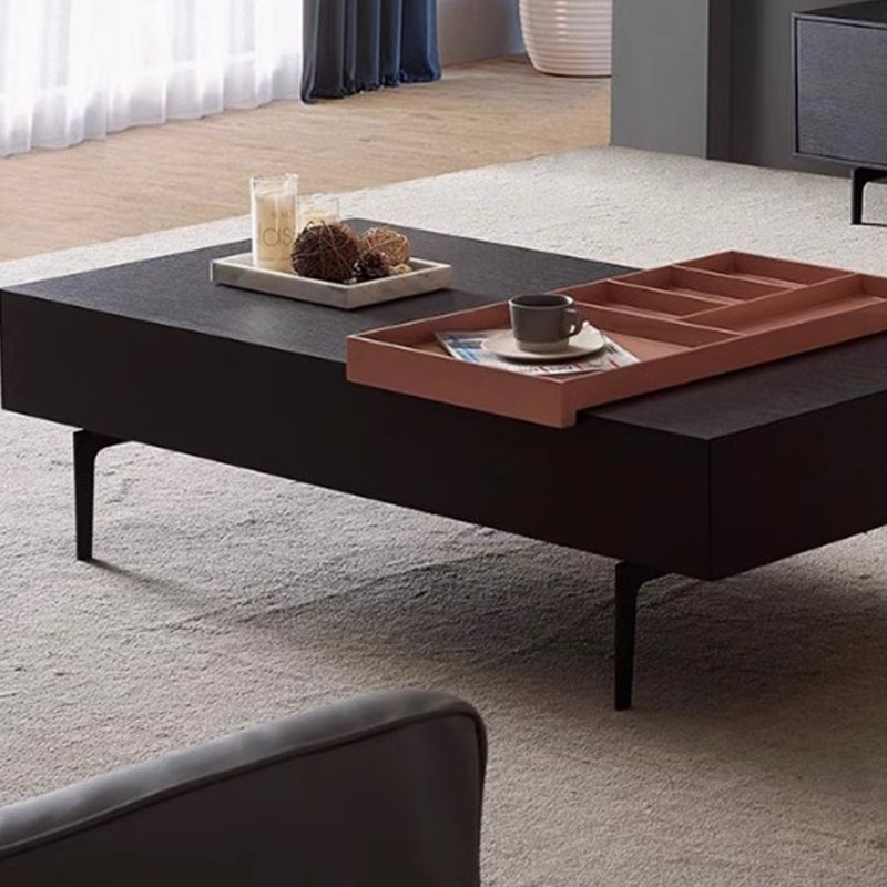 Table basse minimaliste de conception moderne, H 14,96 po x L 55,11 po x l 27,55 po, Noir/brun rougeâtre