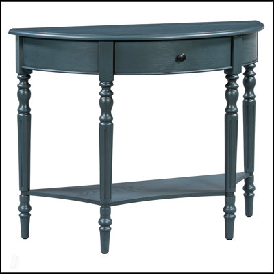Console Farmhouse en demi-lune avec tiroir et tablette - Décoration rustique pour les entrées et les salons