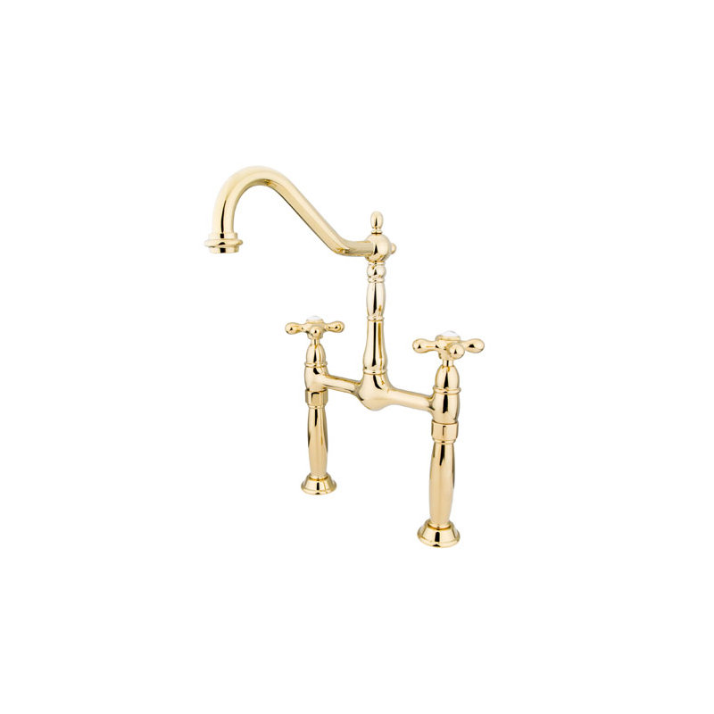 Victorian Vessel Sink Bathroom Faucet, Polished Brass
