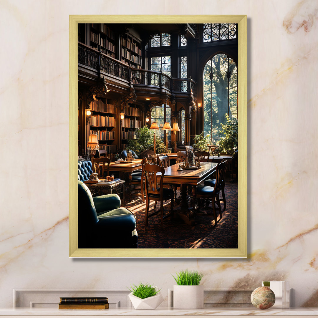 Linzey Libraries Literary Haven III - Libraries Wall Art For Living Room Red Barrel Studio® 