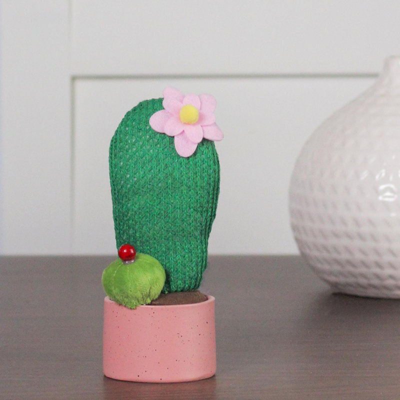 Décoration de table cactus vert et rose 7,5 po