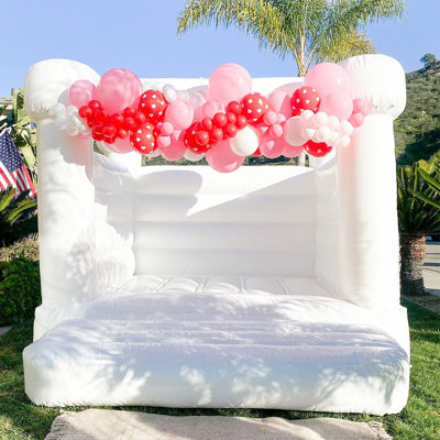 10' X 10' PVC White Bounce House with Air Blower (Flap top)