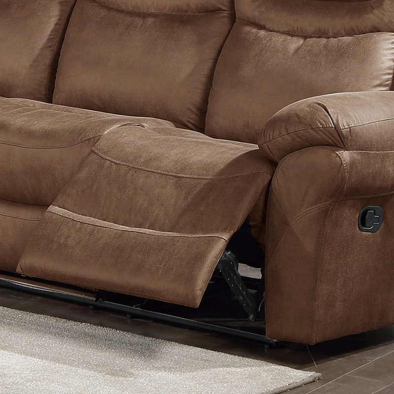 Mahmod 86'' Faux Leather Reclining Sofa, Brown Faux Leather, Power