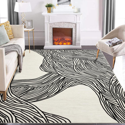Rectangle Striped Washable Area Rug