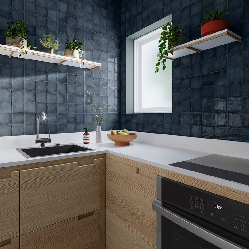 Carreau de porcelaine émaillée espagnol 12 po x 24 po (5 PCS, 10,76 pieds carrés / caisse), Dark Blue