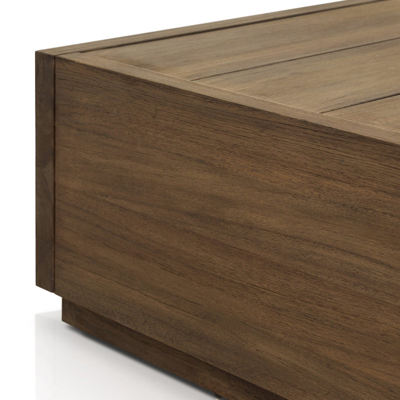 Duvall Outdoor Rectangle Teak Coffee Table, Stained Toasted Brown, 15.25" H x 70" L x 35" W