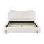 Lit rembourré élégant et moderne avec tête de lit ondulée et coutures verticales pour une ambiance de chambre à coucher confortable et élégante-966301740