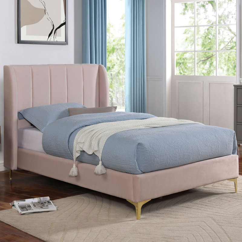 Massiyah Upholstered Wingback Bed, Twin