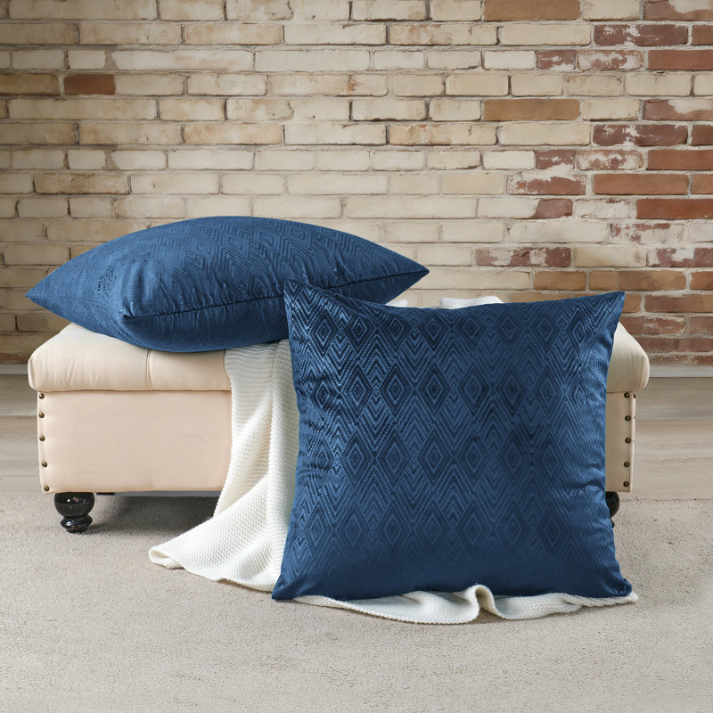 Ikat Velvet Euro Throw Pillow Covers, Blue