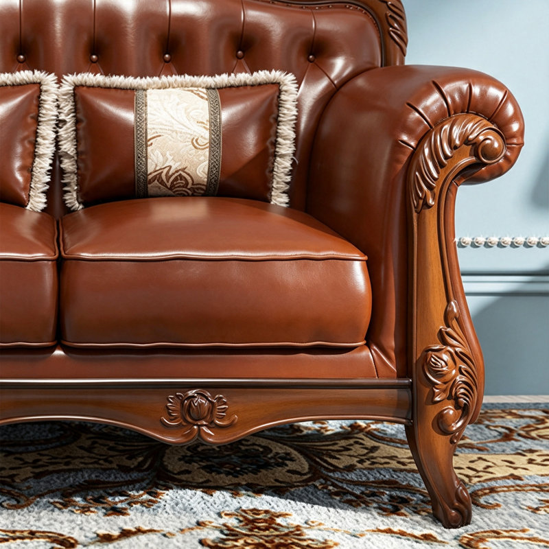 American-style light luxury leather sofa