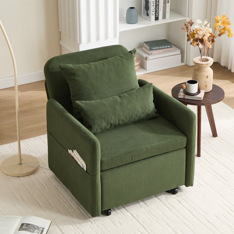 87''W 3-In-1 Convertible Sleeper Chair Bed, 3-Section Extra Length Adjustable Backrest  With 2 Cushions & Storage Bag