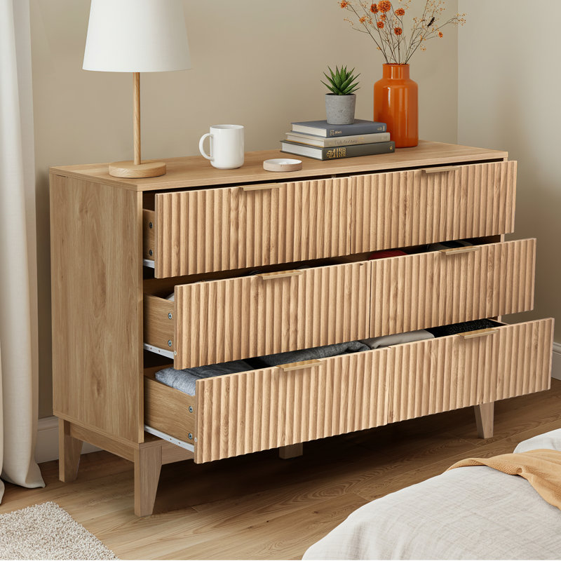  Commode double 6 tiroirs l 47,2 po, Beige