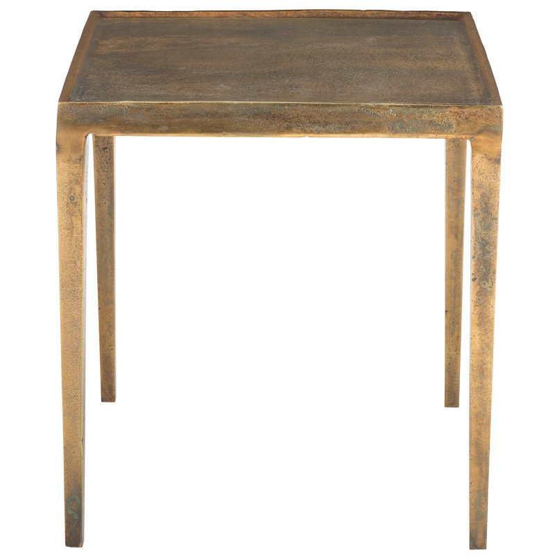 Sleek Transitional Benson Cast Aluminum End Table in Gold