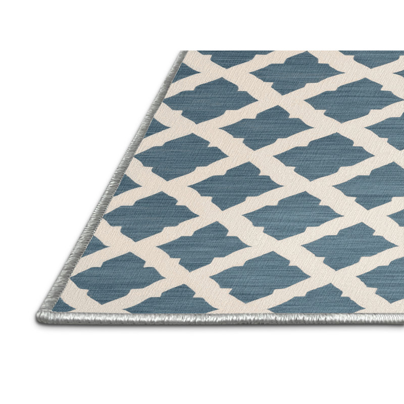 Tapis beige en treillis lavable à la machine, Rectangulaire 2 pi x 3 pi