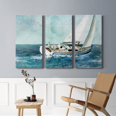 Bord de mer - peinture sur toile tendue 3 pièces