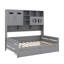 Lit de jour double en bois avec 2 tiroirs, armoire et tablettes-460425309