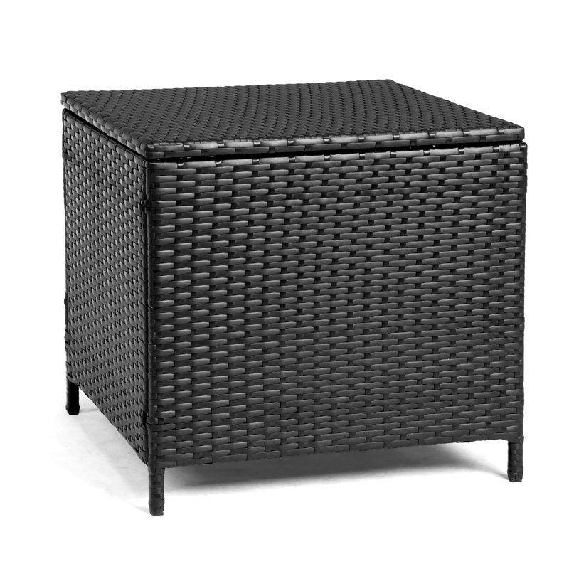 Patio Square Wicker Side Table, Black