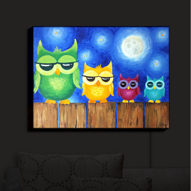« owls on a clôture blue », reproduction sur tissu
