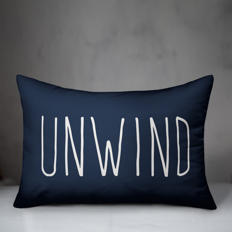 Yes! Textual Outdoor Reversible Throw Pillow, Navy
