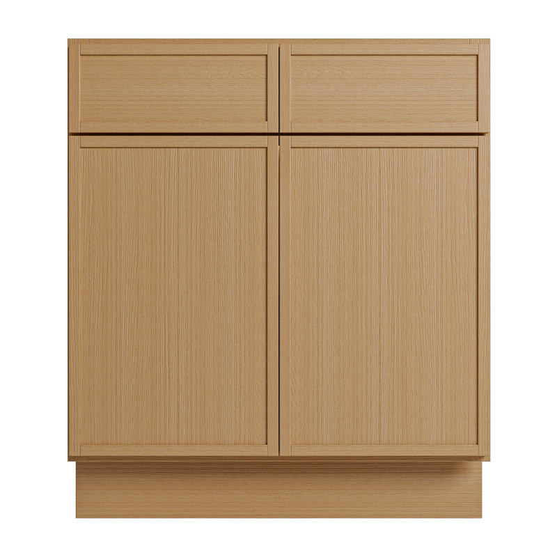 Armoire de base moderne en chêne blanc avec tiroir optionnel, conception à cadre étroit, quincaillerie à fermeture en douceur de qualité supérieure, tailles multiples (12 po à 42 po) pour des aménagements de cuisine personnalisés