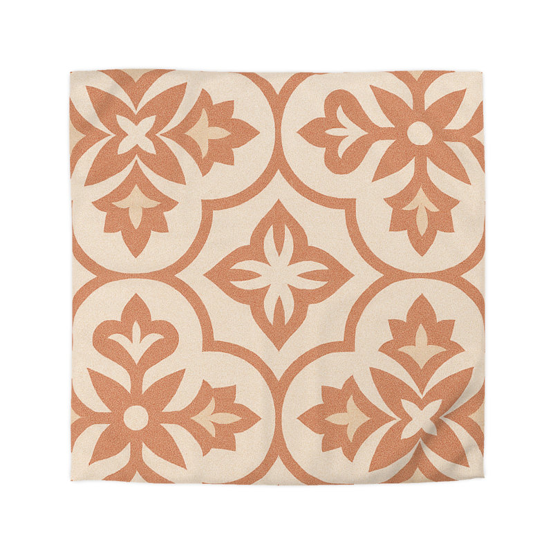 Microfiber Duvet Cover Boho Style, Design 36, Queen Duvet Cover, White