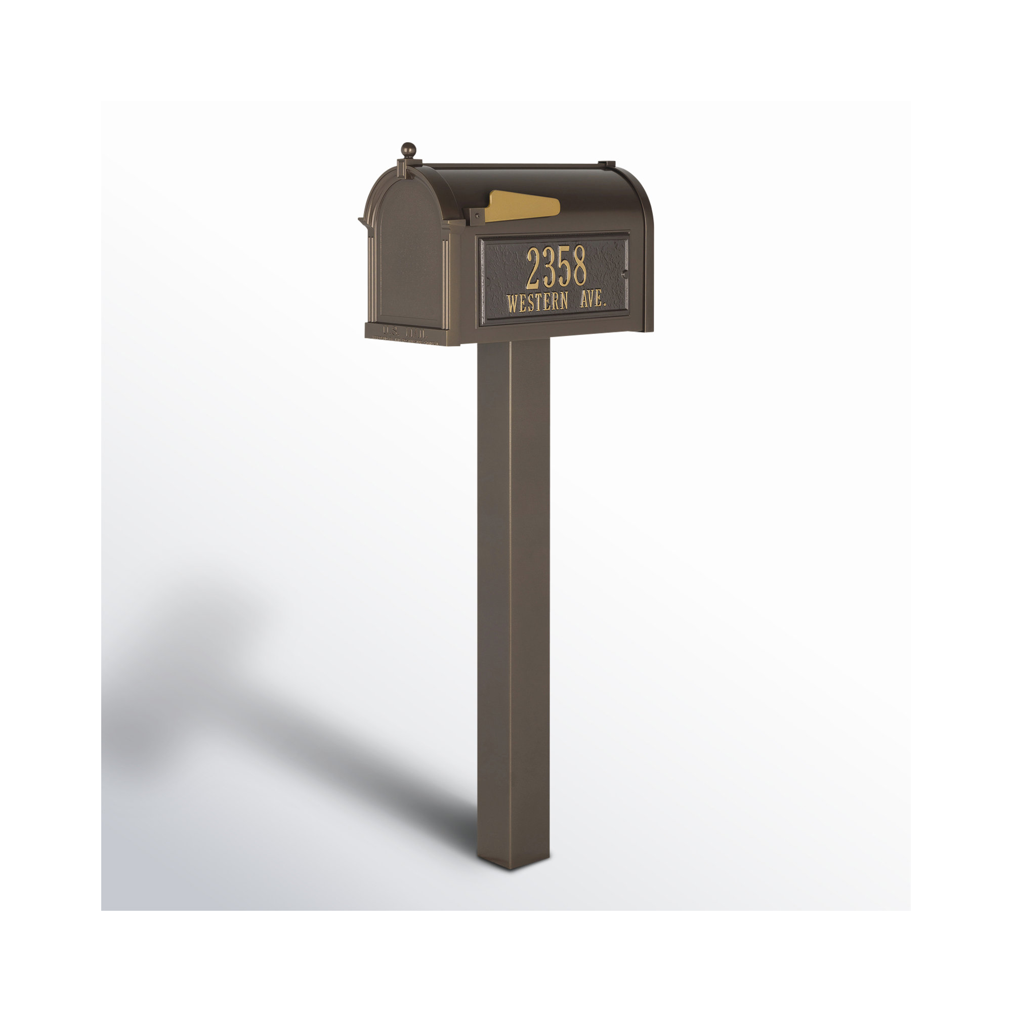 Premium Package Post Mounted Mailbox, Yes, Bronze