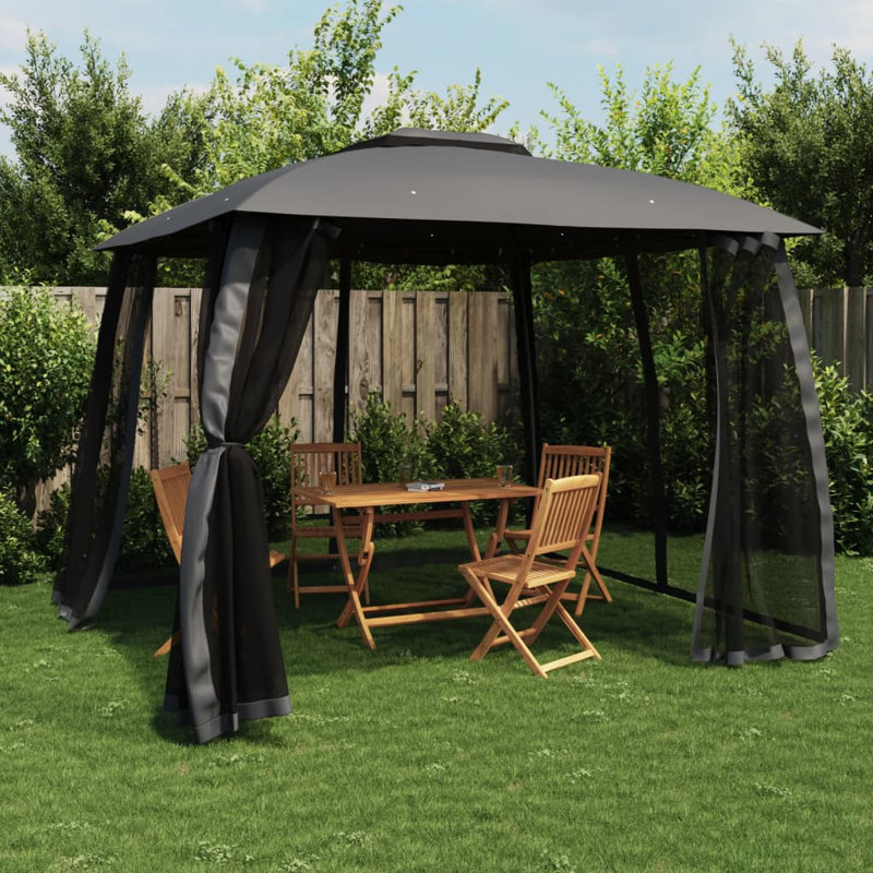 3m x 3m Powder Coated Steel Gazebo, Anthracite